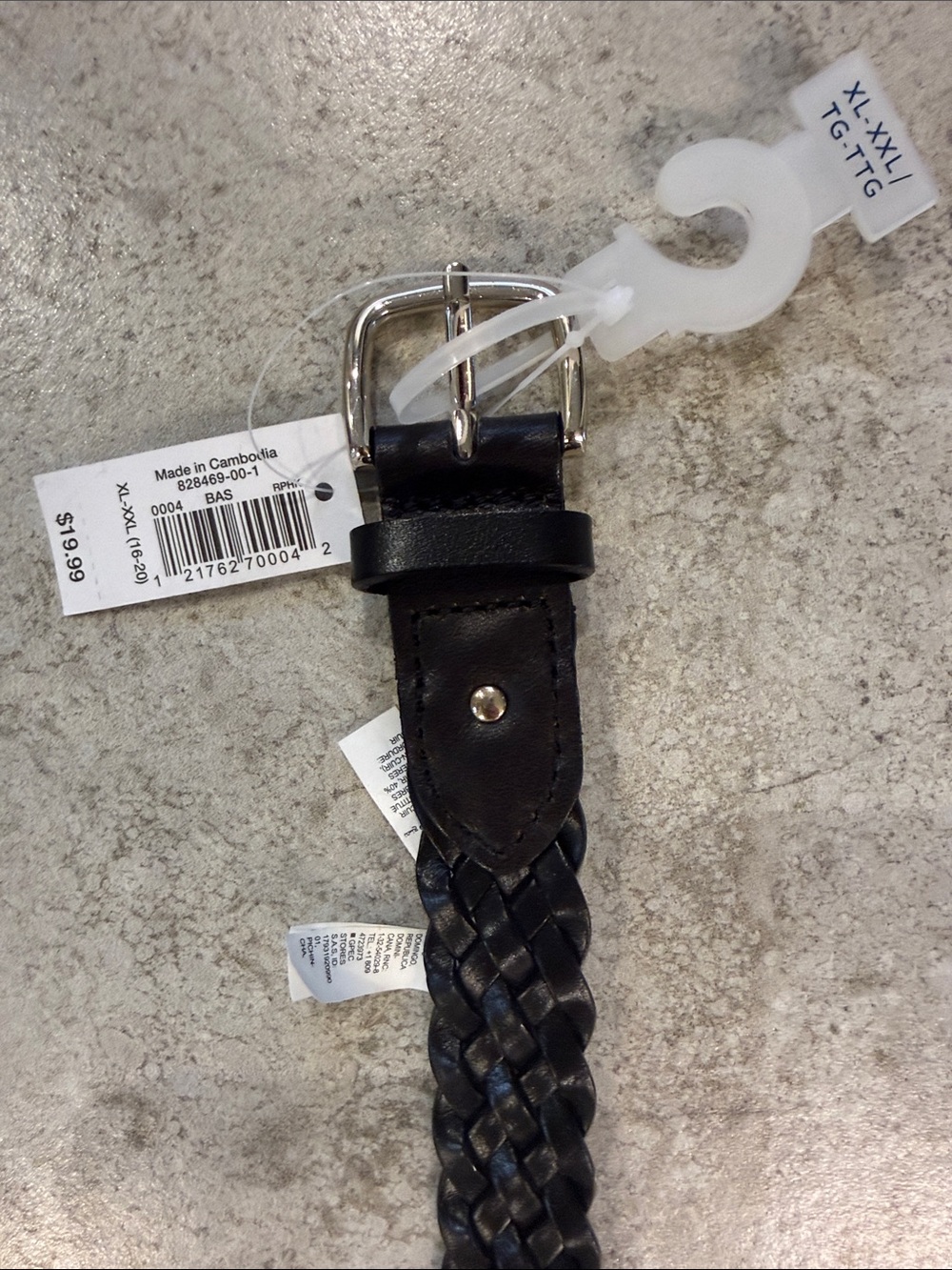 Old Navy Braided Black Leather Belt with Silver Buckle